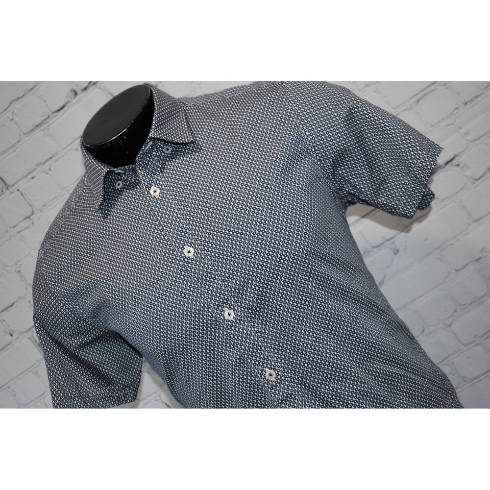 Ted Baker London Dress Shirt Mens US Small or 4 Blue Geometric Print Button Down